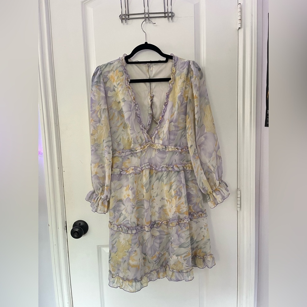 Vintage V Neck Floral Dress